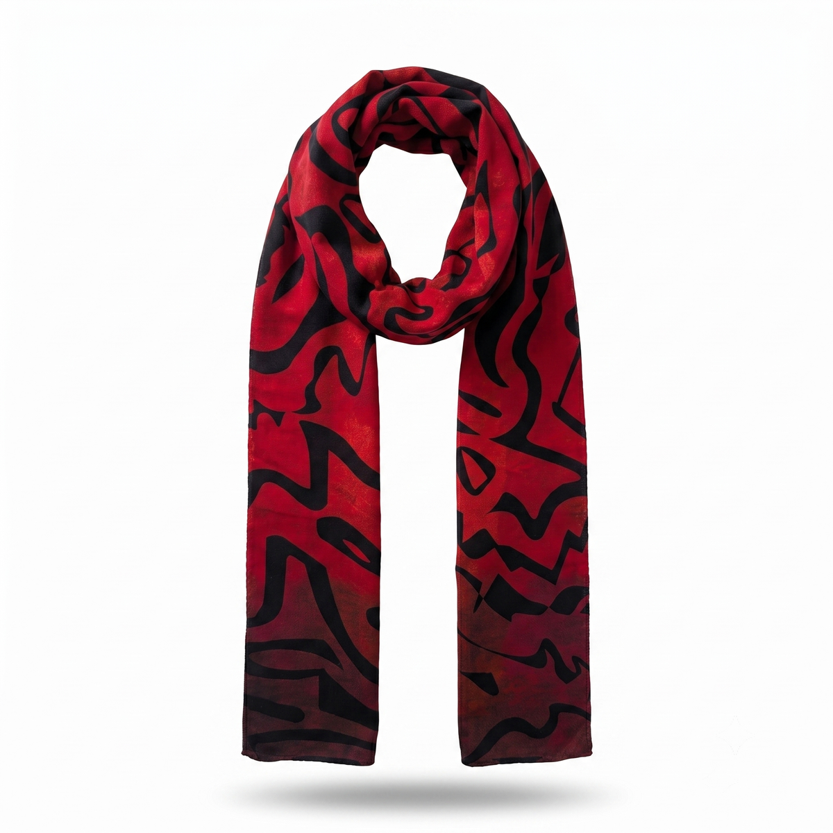B108 Tectonic Ember Wool-Silk Scarf | Illustrated Fine Art Print