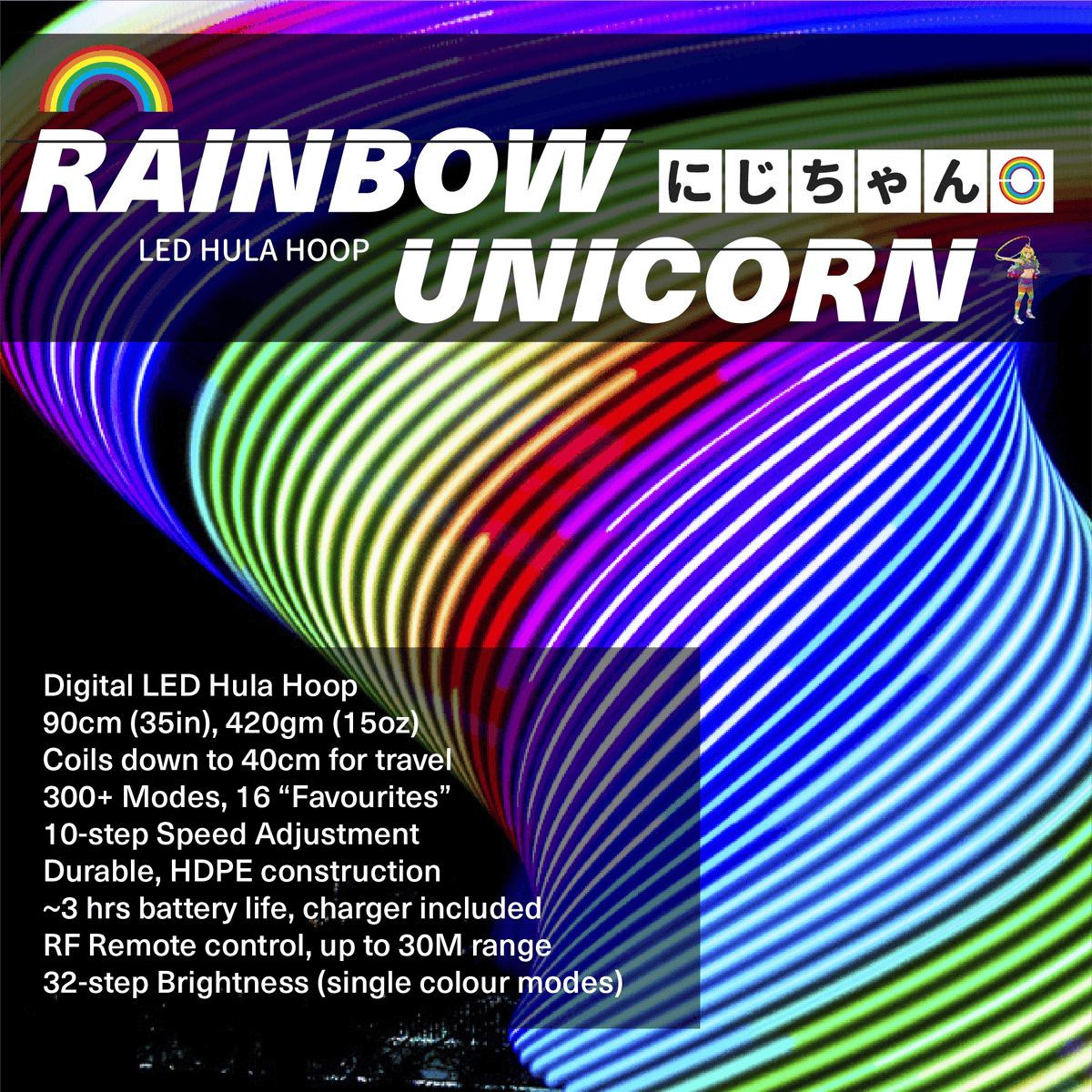Rainbow Unicorn LED Hula Hoop - Hoop Empire